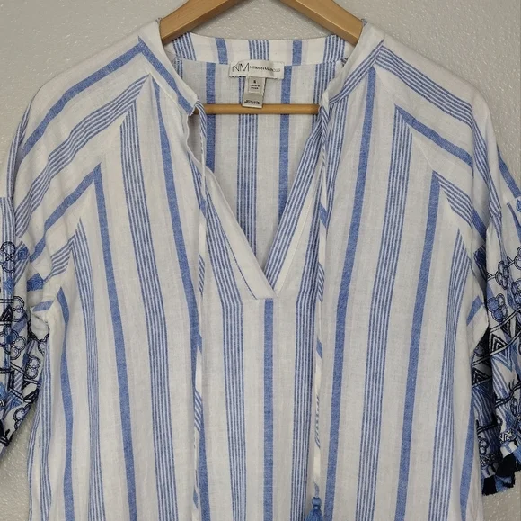 Neiman Marcus Women's Linen Cotton Blend Striped Tunic Dress Size Small - Picture 7 of 16